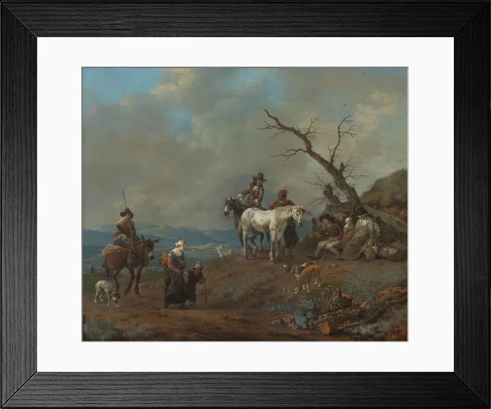 Framed Print : Country Road with Hunter and Peasants, 1650-1674. Creator: Johannes Lingelbach Framed Print : Country Road with Hunter and Peasants, 1650-1674. Creator: Johannes Lingelbach