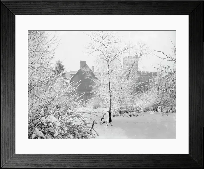 Framed Print : James E. Scripps house in snow, Detroit, Mich. between 1900 and 1905. Creator: Unknown Framed Print : James E. Scripps house in snow, Detroit, Mich. between 1900 and 1905. Creator: Unknown