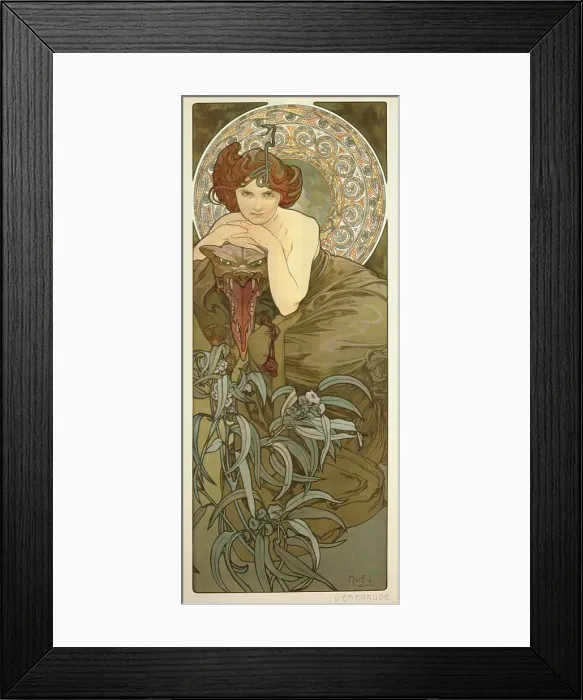 Framed Print : Emerald (From the series The gems'), 1899. Creator: Mucha, Alfons Marie (1860-1939). Emerald (From the series The gems'), 1899. Creator: Mucha, Alfons Marie (1860-1939) Framed Print : Emerald (From the series The gems'), 1899. Creator: Mucha, Alfons Marie (1860-1939). Emerald (From the series The gems'), 1899. Creator: Mucha, Alfons Marie (1860-1939)