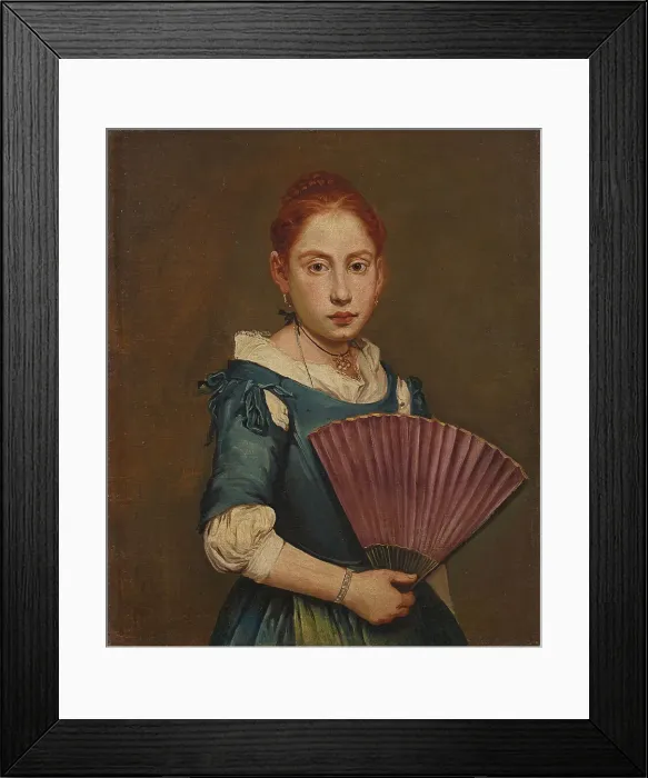 Framed Print : Portrait of a girl with a fan, ca 1725-1730. Creator: Ceruti, Giacomo Antonio (1698-1767) Framed Print : Portrait of a girl with a fan, ca 1725-1730. Creator: Ceruti, Giacomo Antonio (1698-1767)