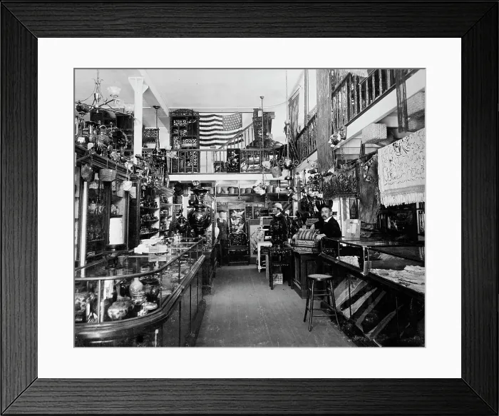 Framed Print : Andrew Kan & Co. china store, Portland, Ore. between 1895 and 1910. Creator: Unknown. Andrew Kan & Co. china store, Portland, Ore. between 1895 and 1910. Creator: Unknown