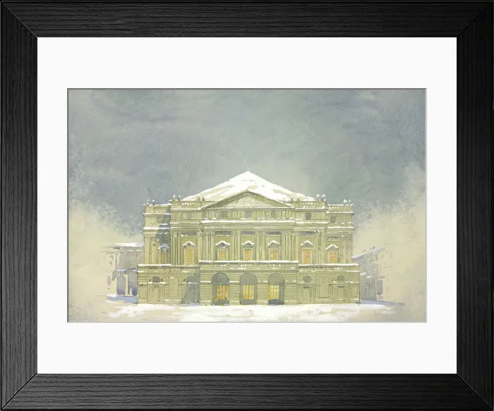 Framed Print : La Scala. Stage design for the ballet Vecchia Milano by Franco Vittadini, 1932. Creator: Rovescalli, Odoardo Antonio (1864-1936). La Scala. Stage design for the ballet Vecchia Milano by Franco Vittadini, 1932 Framed Print : La Scala. Stage design for the ballet Vecchia Milano by Franco Vittadini, 1932. Creator: Rovescalli, Odoardo Antonio (1864-1936). La Scala. Stage design for the ballet Vecchia Milano by Franco Vittadini, 1932