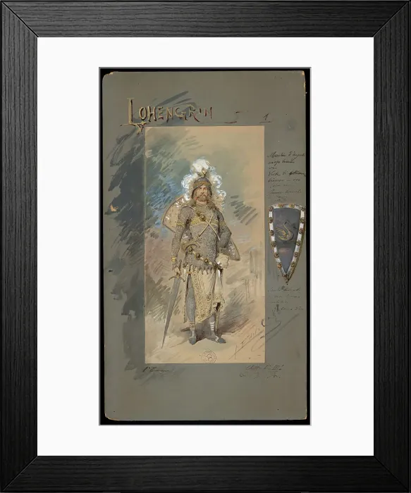Framed Print : Costume design for the Opera Lohengrin by Richard Wagner, 1888. Creator: Edel (Colorno), Alfredo (1856-1912) Framed Print : Costume design for the Opera Lohengrin by Richard Wagner, 1888. Creator: Edel (Colorno), Alfredo (1856-1912)