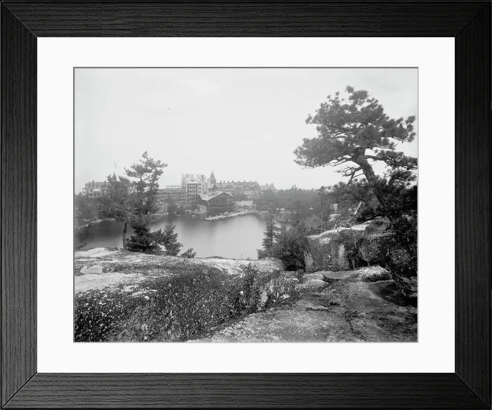Framed Print : Lake Mohonk Mountain House, N.Y. from near trail to Sky Top, between 1895 and 1910. Creator: Unknown Framed Print : Lake Mohonk Mountain House, N.Y. from near trail to Sky Top, between 1895 and 1910. Creator: Unknown