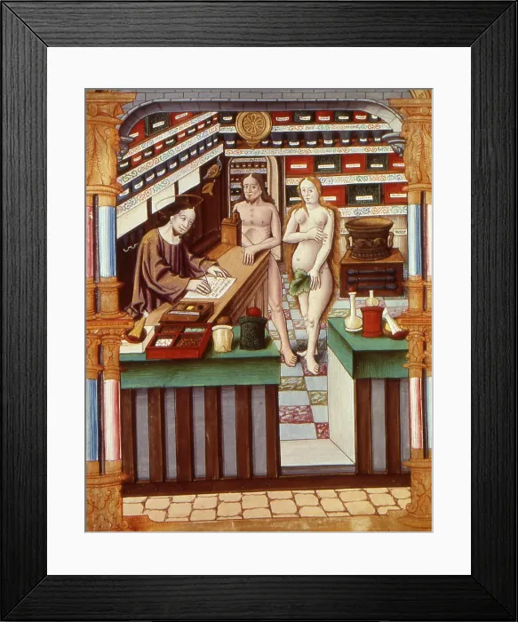 Framed Print : Christ writing a recipe, Early16th century. Creator: Anonymous Framed Print : Christ writing a recipe, Early16th century. Creator: Anonymous