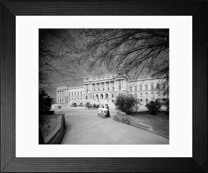 Framed Print : Library of Congress facade, dark sky, Washington, D.C. 1902. Creator: Unknown Framed Print : Library of Congress facade, dark sky, Washington, D.C. 1902. Creator: Unknown