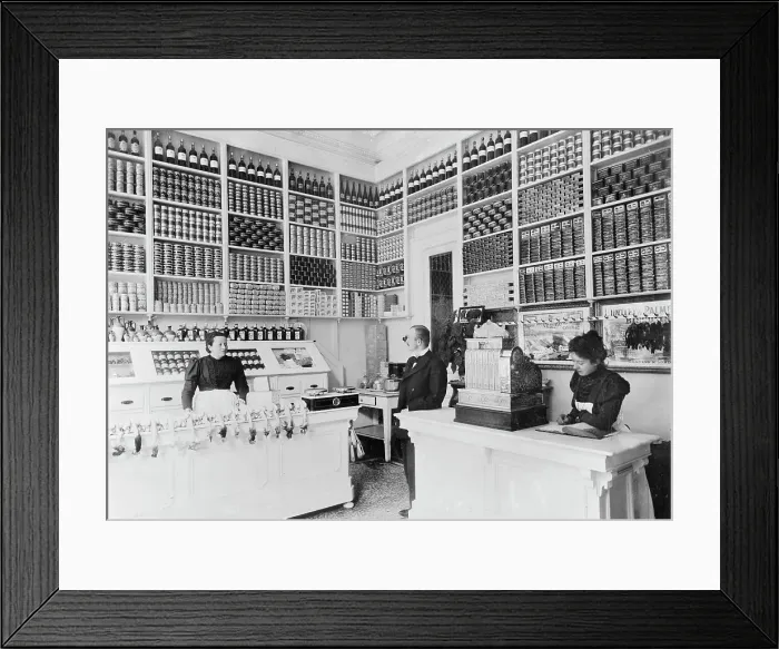 Framed Print : Grocery store, Luxembourg, between 1897 and 1910. Creator: Unknown Framed Print : Grocery store, Luxembourg, between 1897 and 1910. Creator: Unknown