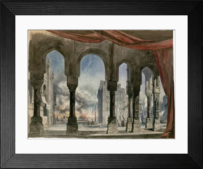 Framed Print : Stage design for the Opera La reine de Chypre (The Queen of Cyprus) by Fromental Halévy, 1841. Creator: Cambon, Charles-Antoine (1802-1875). Stage design for the Opera La reine de Chypre (The Queen of Cyprus) Framed Print : Stage design for the Opera La reine de Chypre (The Queen of Cyprus) by Fromental Halévy, 1841. Creator: Cambon, Charles-Antoine (1802-1875). Stage design for the Opera La reine de Chypre (The Queen of Cyprus)