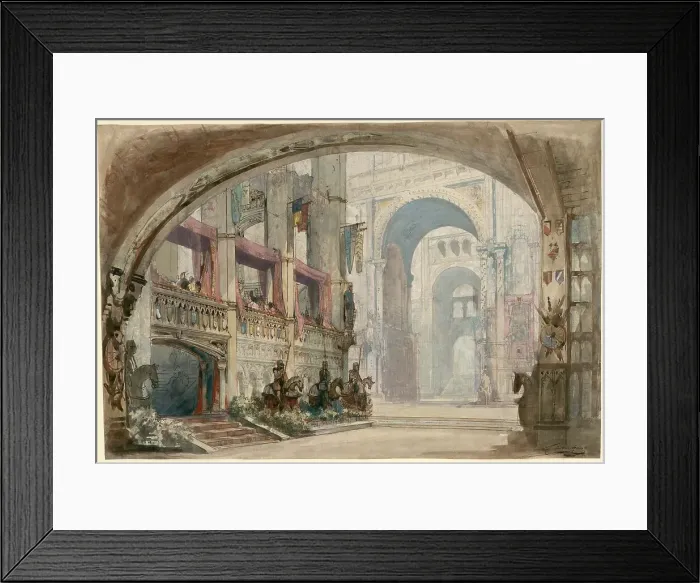 Framed Print : Stage design for the Opera Robert Bruce by Gioachino Rossini, 1846. Creator: Cambon, Charles-Antoine (1802-1875). Stage design for the Opera Robert Bruce by Gioachino Rossini, 1846. Creator: Cambon, Charles-Antoine (1802-1875)