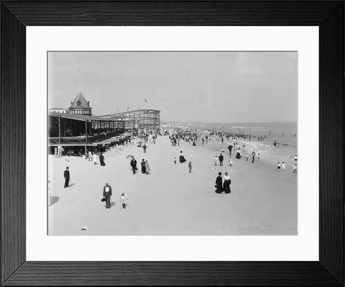 Framed Print : The Beach at Rockaway, N.Y. between 1900 and 1906. Creator: Unknown Framed Print : The Beach at Rockaway, N.Y. between 1900 and 1906. Creator: Unknown