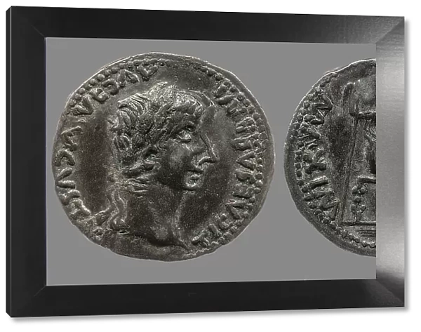 Denarius of Tiberius. Findspot: South Asia, India, Tamil Nadu, 1st H. 1st century AD. Creator: Numismatic, Ancient Coins