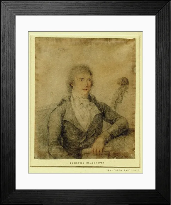 Framed Print : Portrait of the violinist Domenico Dragonetti (1763-1846), c. 1795. Creator: Bartolozzi, Francesco (1728-1813) Framed Print : Portrait of the violinist Domenico Dragonetti (1763-1846), c. 1795. Creator: Bartolozzi, Francesco (1728-1813)