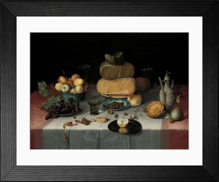 Framed Print : Still Life with Cheese, c.1615. Creator: Floris Claesz van Dijck
