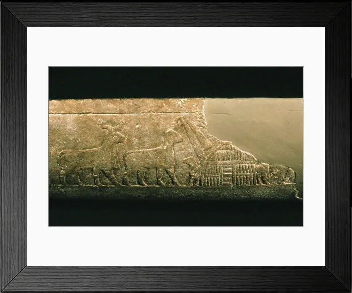 Framed Print : Sumerian reed house. Detail of the Uruk Trough, 3300-3000 BC. Creator: Sumerian culture Framed Print : Sumerian reed house. Detail of the Uruk Trough, 3300-3000 BC. Creator: Sumerian culture