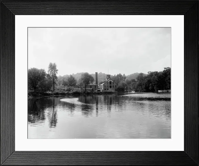 Framed Print : Smith Paper Mill (Columbia Mill, where first wood pulp paper was made), Lee, Mass. (c1911?). Creator: Unknown Framed Print : Smith Paper Mill (Columbia Mill, where first wood pulp paper was made), Lee, Mass. (c1911?). Creator: Unknown