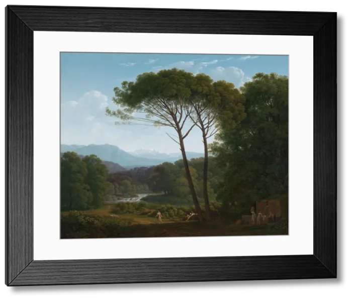 Framed Print : Italianate Landscape with Pines, 1795. Creator: Hendrik Voogd Framed Print : Italianate Landscape with Pines, 1795. Creator: Hendrik Voogd