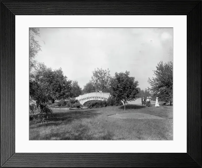 Framed Print : A Bridge on Belle Isle Park, Detroit, Mich. between 1895 and 1910. Creator: Unknown Framed Print : A Bridge on Belle Isle Park, Detroit, Mich. between 1895 and 1910. Creator: Unknown