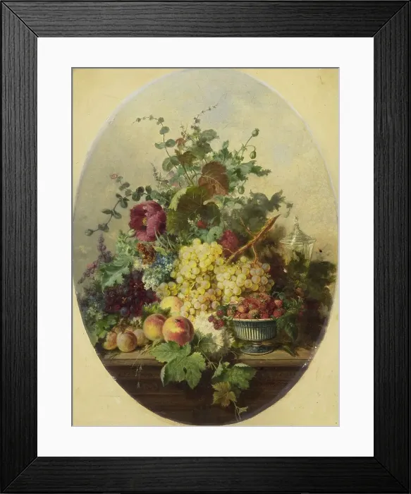 Framed Print : Still life with fruit and flowers, 1850-1853. Creator: Louis Martinet Framed Print : Still life with fruit and flowers, 1850-1853. Creator: Louis Martinet