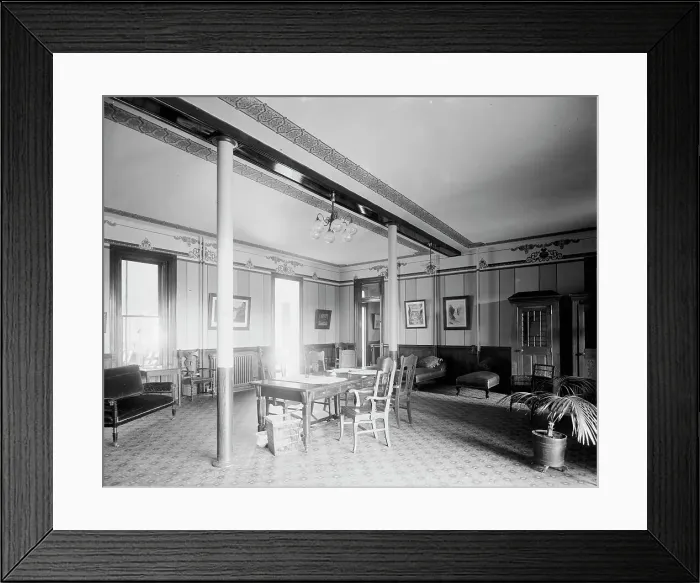 Framed Print : Alma Sanitarium, smoking room, Alma, Mich. between 1895 and 1910. Creator: Unknown