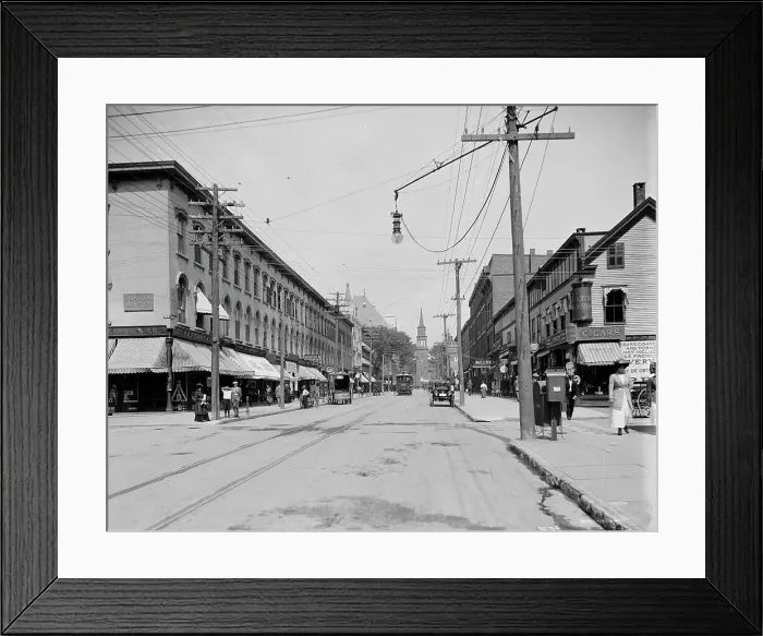 Framed Print : Church Street, north from bank, Burlington, Vt. between 1910 and 1920. Creator: Unknown Framed Print : Church Street, north from bank, Burlington, Vt. between 1910 and 1920. Creator: Unknown