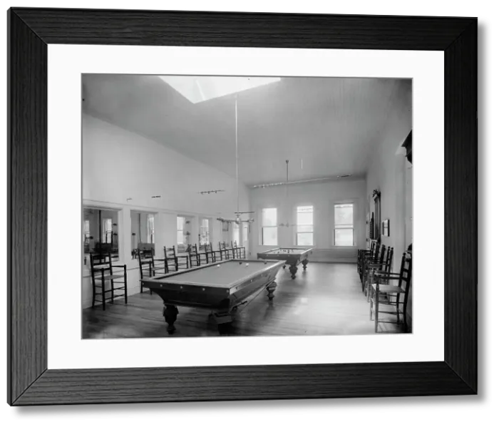 Framed Print : Alma Sanitarium, billiard room, Alma, Mich. between 1895 and 1910. Creator: Unknown Framed Print : Alma Sanitarium, billiard room, Alma, Mich. between 1895 and 1910. Creator: Unknown