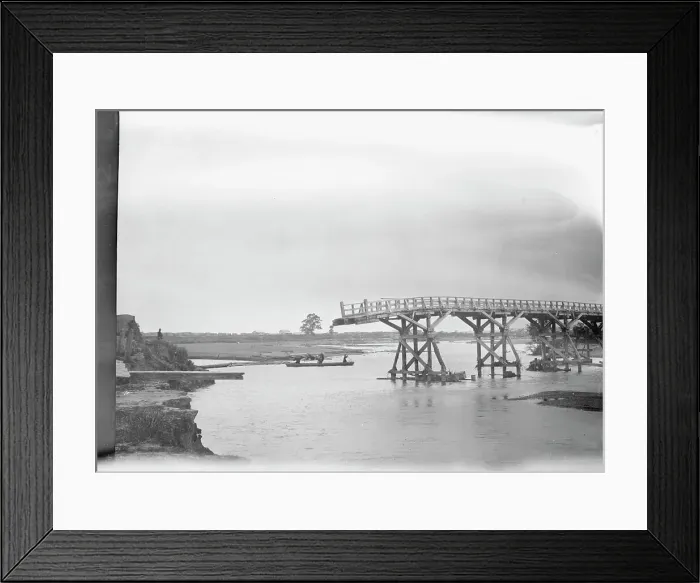 Framed Print : Bridge partially extended over a body of water, Japan, 1908. Creator: Arnold Genthe Framed Print : Bridge partially extended over a body of water, Japan, 1908. Creator: Arnold Genthe