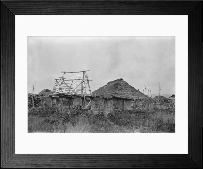 Framed Print : View of Ainu village, 1908. Creator: Arnold Genthe Framed Print : View of Ainu village, 1908. Creator: Arnold Genthe