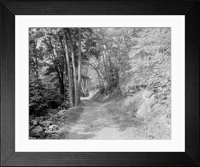 Framed Print : Split Rock Road, Ethan Allen Park, Burlington, Vt. c.between 1910 and 1920. Creator: Unknown Framed Print : Split Rock Road, Ethan Allen Park, Burlington, Vt. c.between 1910 and 1920. Creator: Unknown