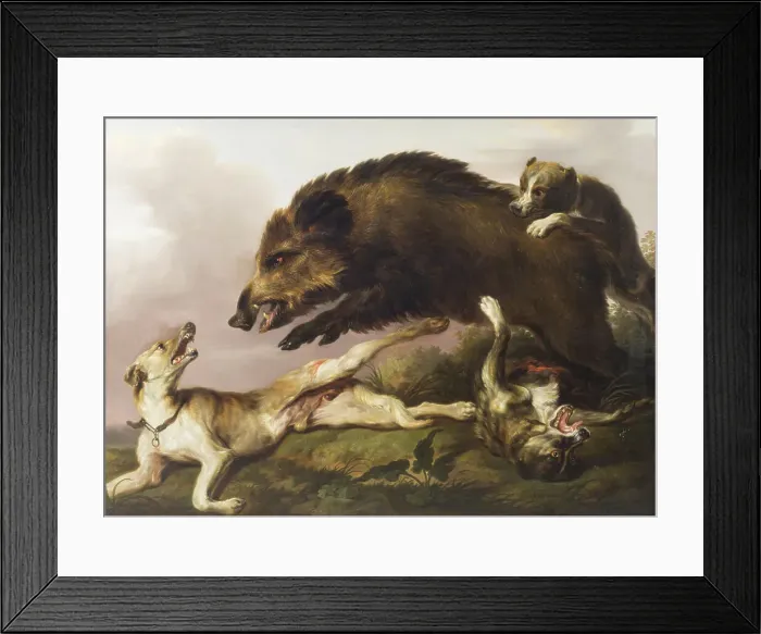 Framed Print : Wild boar hunting, 1792-1831. Creator: Christian David Gebauer Framed Print : Wild boar hunting, 1792-1831. Creator: Christian David Gebauer