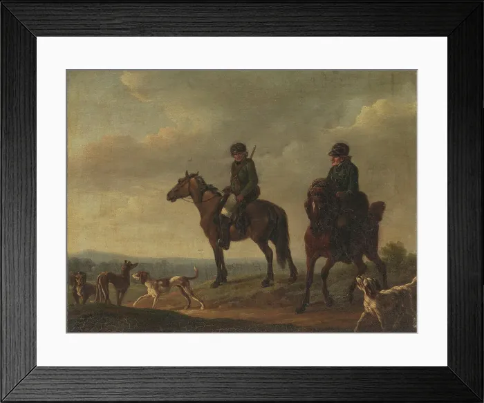 Framed Print : Two hunters on horseback, 1792-1831. Creator: Christian David Gebauer Framed Print : Two hunters on horseback, 1792-1831. Creator: Christian David Gebauer