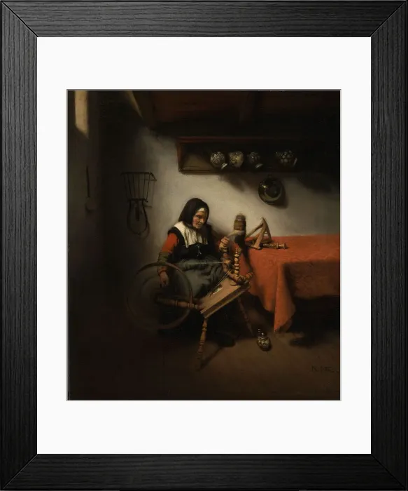 Framed Print : Old Woman Spinning, 1650-1660. Creator: Nicolaes Maes Framed Print : Old Woman Spinning, 1650-1660. Creator: Nicolaes Maes