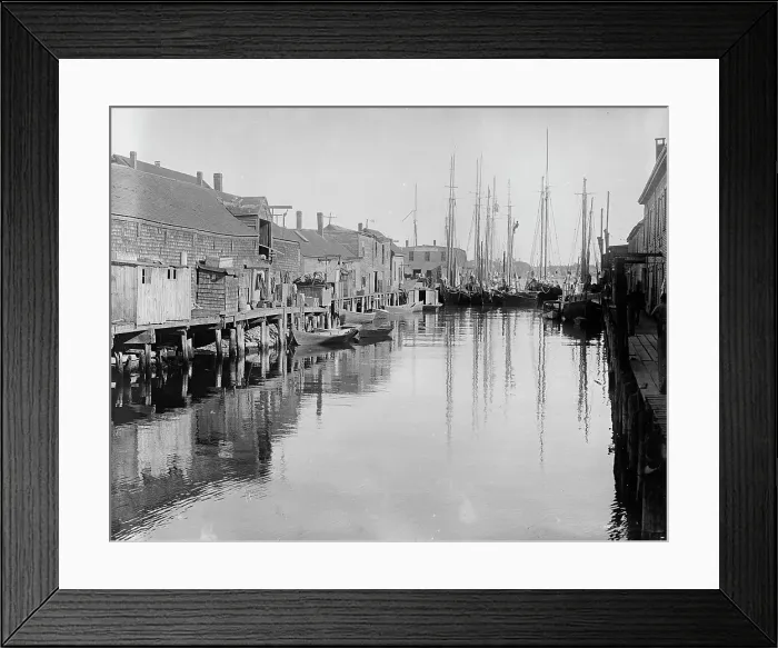 Framed Print : Old fishing docks, Portland, Me. c.between 1910 and 1920. Creator: Unknown Framed Print : Old fishing docks, Portland, Me. c.between 1910 and 1920. Creator: Unknown