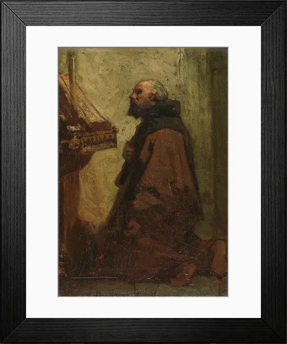 Framed Print : Praying Monk (Monk at his Devotions), 1864. Creator: Jacob Henricus Maris Framed Print : Praying Monk (Monk at his Devotions), 1864. Creator: Jacob Henricus Maris
