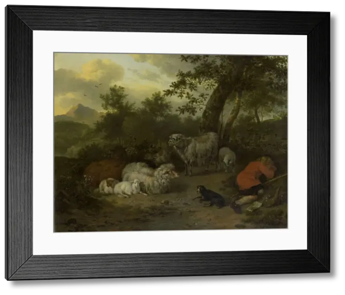 Framed Print : The Sleeping Shepherd, 1678. Creator: Jan van der Meer Framed Print : The Sleeping Shepherd, 1678. Creator: Jan van der Meer