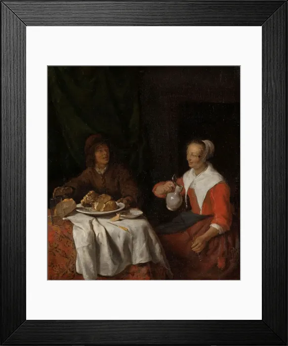 Framed Print : Man and Woman at a Meal, 1650-1660. Creator: Gabriel Metsu Framed Print : Man and Woman at a Meal, 1650-1660. Creator: Gabriel Metsu