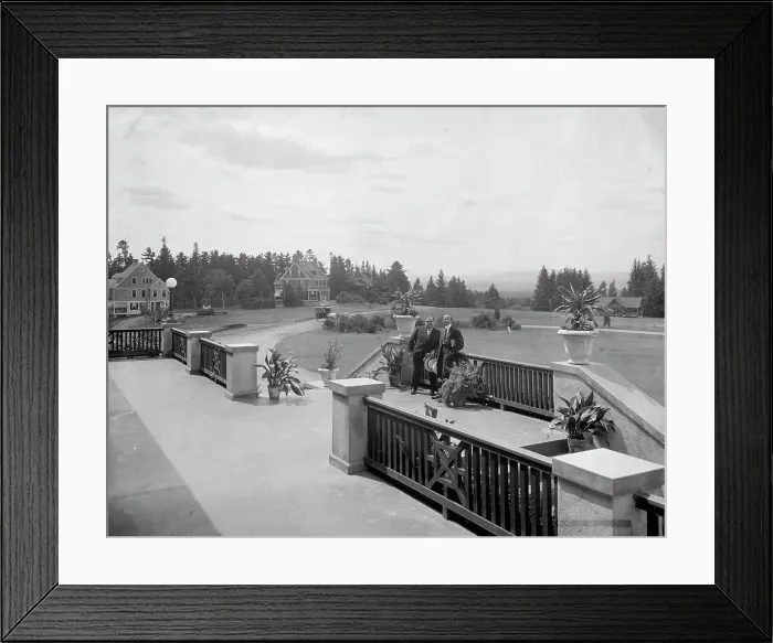 Framed Print : West veranda, Hotel Champlain, Bluff Point, N.Y. c.between 1910 and 1920. Creator: Unknown Framed Print : West veranda, Hotel Champlain, Bluff Point, N.Y. c.between 1910 and 1920. Creator: Unknown
