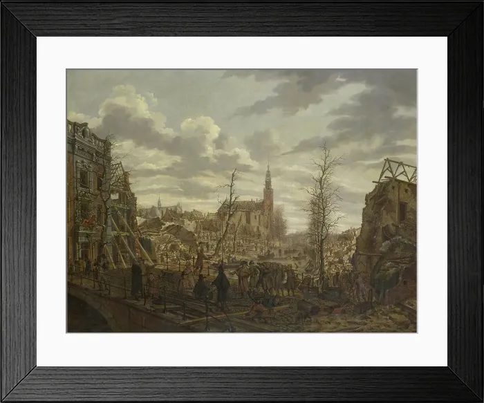 Framed Print : The Rapenburg, Leiden, three Days after the Explosion of a Powder Ship on 12 January 1807, (1807). Creator: Johannes Jelgerhuis Framed Print : The Rapenburg, Leiden, three Days after the Explosion of a Powder Ship on 12 January 1807, (1807). Creator: Johannes Jelgerhuis