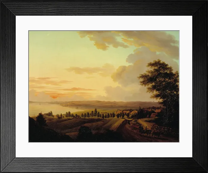 Framed Print : Landscape in Zealand, evening, 1810. Creator: Heinrich August Grosch Framed Print : Landscape in Zealand, evening, 1810. Creator: Heinrich August Grosch