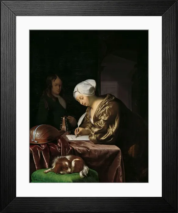 Framed Print : The Letter Writer, 1680. Creator: Frans van Mieris I Framed Print : The Letter Writer, 1680. Creator: Frans van Mieris I