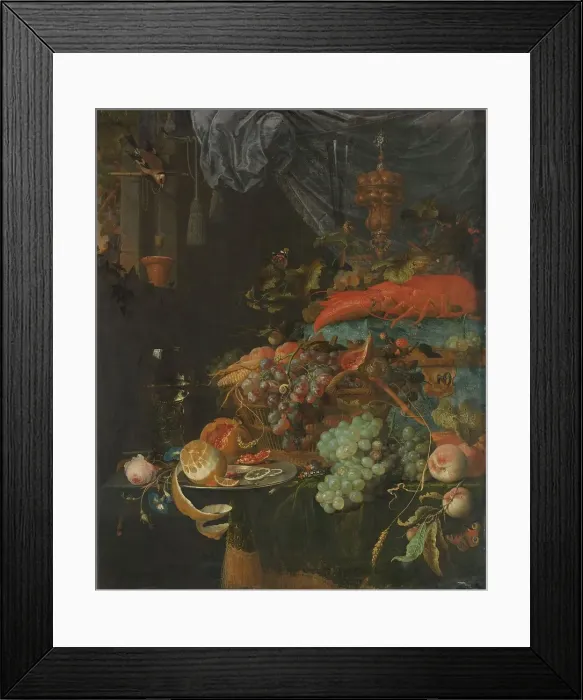 Framed Print : Still Life with Fruit and a Goldfinch, 1660-1679. Creator: Abraham Mignon Framed Print : Still Life with Fruit and a Goldfinch, 1660-1679. Creator: Abraham Mignon