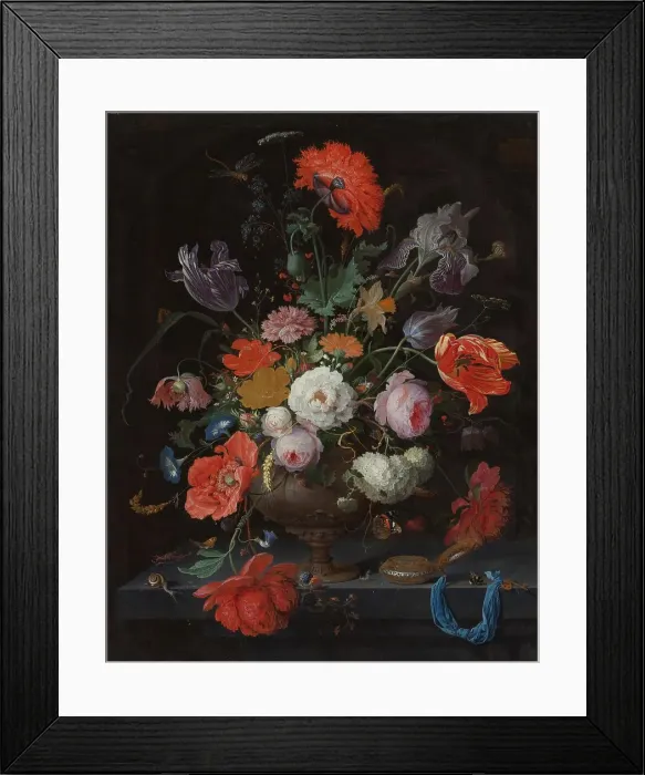 Framed Print : Still Life with Flowers and a Watch, c.1660-c.1679. Creator: Abraham Mignon Framed Print : Still Life with Flowers and a Watch, c.1660-c.1679. Creator: Abraham Mignon