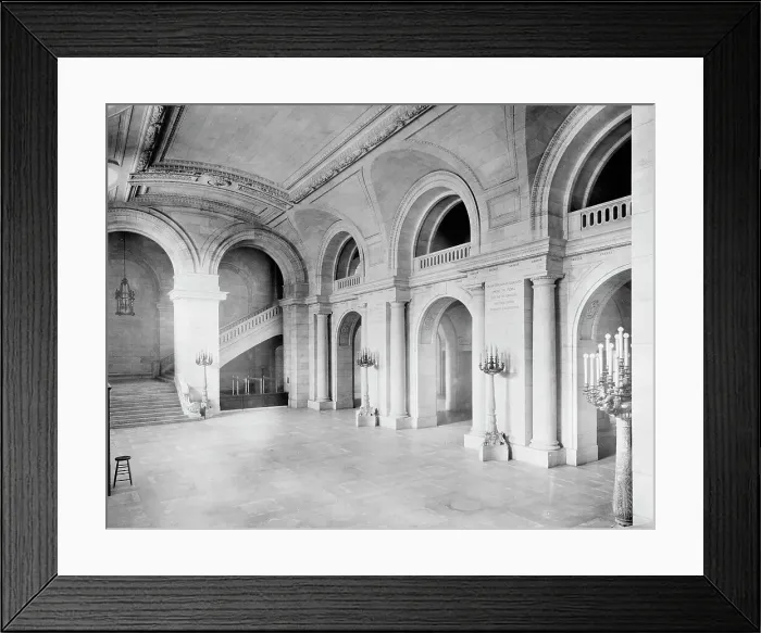 Framed Print : Main entrance hall, the New York Public Library, c.between 1910 and 1920. Creator: Unknown Framed Print : Main entrance hall, the New York Public Library, c.between 1910 and 1920. Creator: Unknown