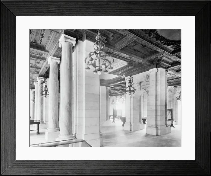 Framed Print : Exhibition room, the New York Public Library, between 1910 and 1920. Creator: Unknown Framed Print : Exhibition room, the New York Public Library, between 1910 and 1920. Creator: Unknown