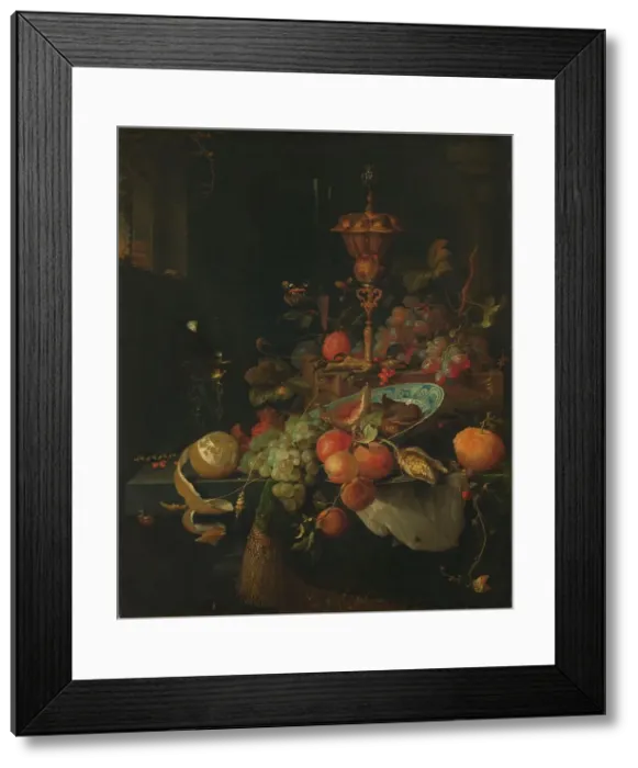 Framed Print : Still Life with Fruit and a Beaker on a Cock's Foot, 1660-1679. Creator: Abraham Mignon Framed Print : Still Life with Fruit and a Beaker on a Cock's Foot, 1660-1679. Creator: Abraham Mignon