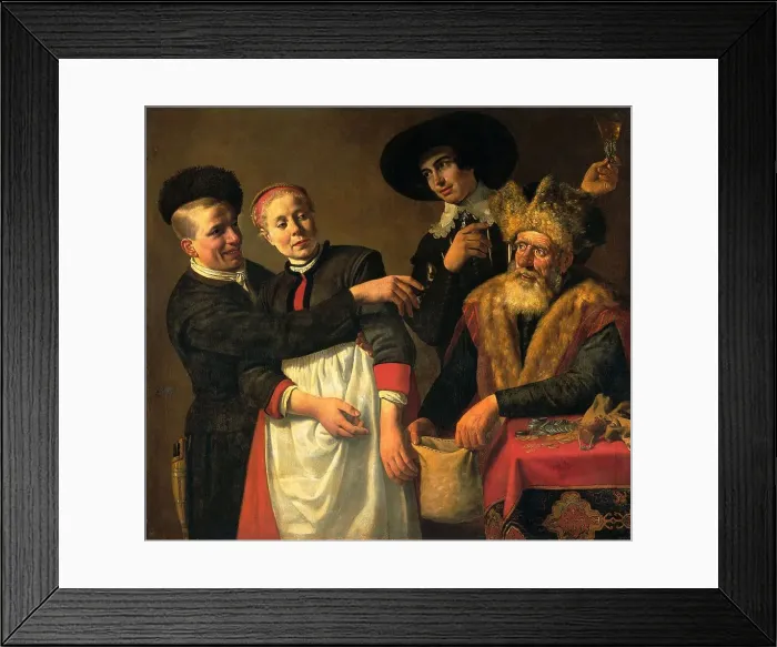 Framed Print : Mooy-Aal and her Suitors, c.1630-c.1640. Creator: Claes Cornelisz. Moeyaert Framed Print : Mooy-Aal and her Suitors, c.1630-c.1640. Creator: Claes Cornelisz. Moeyaert