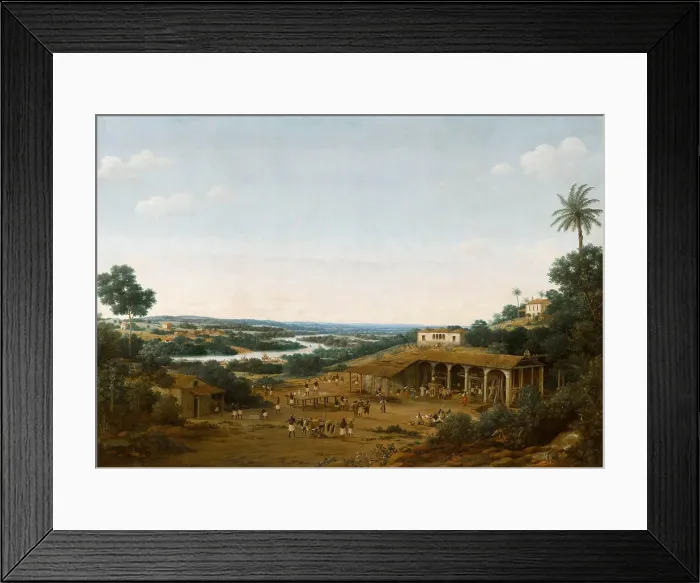 Framed Print : A sugar mill turning on a small river, 1650-1655. Creator: Post, Frans Jansz. (1612-1680) Framed Print : A sugar mill turning on a small river, 1650-1655. Creator: Post, Frans Jansz. (1612-1680)