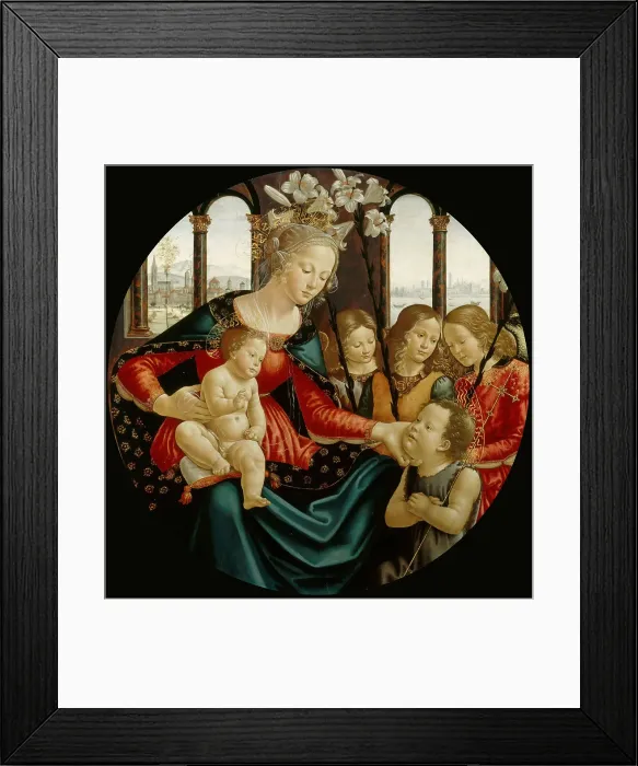 Framed Print : Madonna and Child with Saint John the Baptist and Three Angels, c. 1490. Creator: Ghirlandaio, Domenico (1449-1494) Framed Print : Madonna and Child with Saint John the Baptist and Three Angels, c. 1490. Creator: Ghirlandaio, Domenico (1449-1494)
