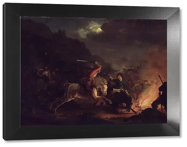 Skirmish at Night between Norwegian and Swedish Cavalry, 1818-1824. Creator: Christian Frederik Carl Holm