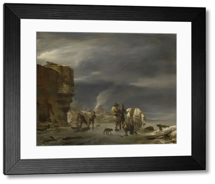 Framed Print : On the Ice near a Town, 1647. Creator: Nicolaes Berchem Framed Print : On the Ice near a Town, 1647. Creator: Nicolaes Berchem