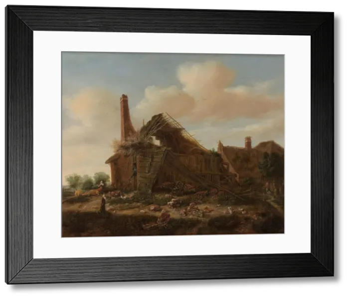 Framed Print : Farmhouse in ruins, 1650-1700. Creator: Emanuel Murant Framed Print : Farmhouse in ruins, 1650-1700. Creator: Emanuel Murant